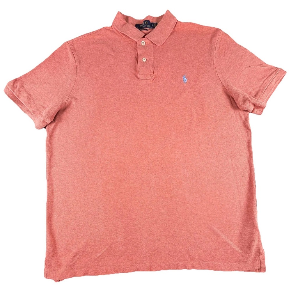 Polo Ralph Lauren Polo Shirt Mens Large Pink Classic Fit Knit Pony Logo Casual